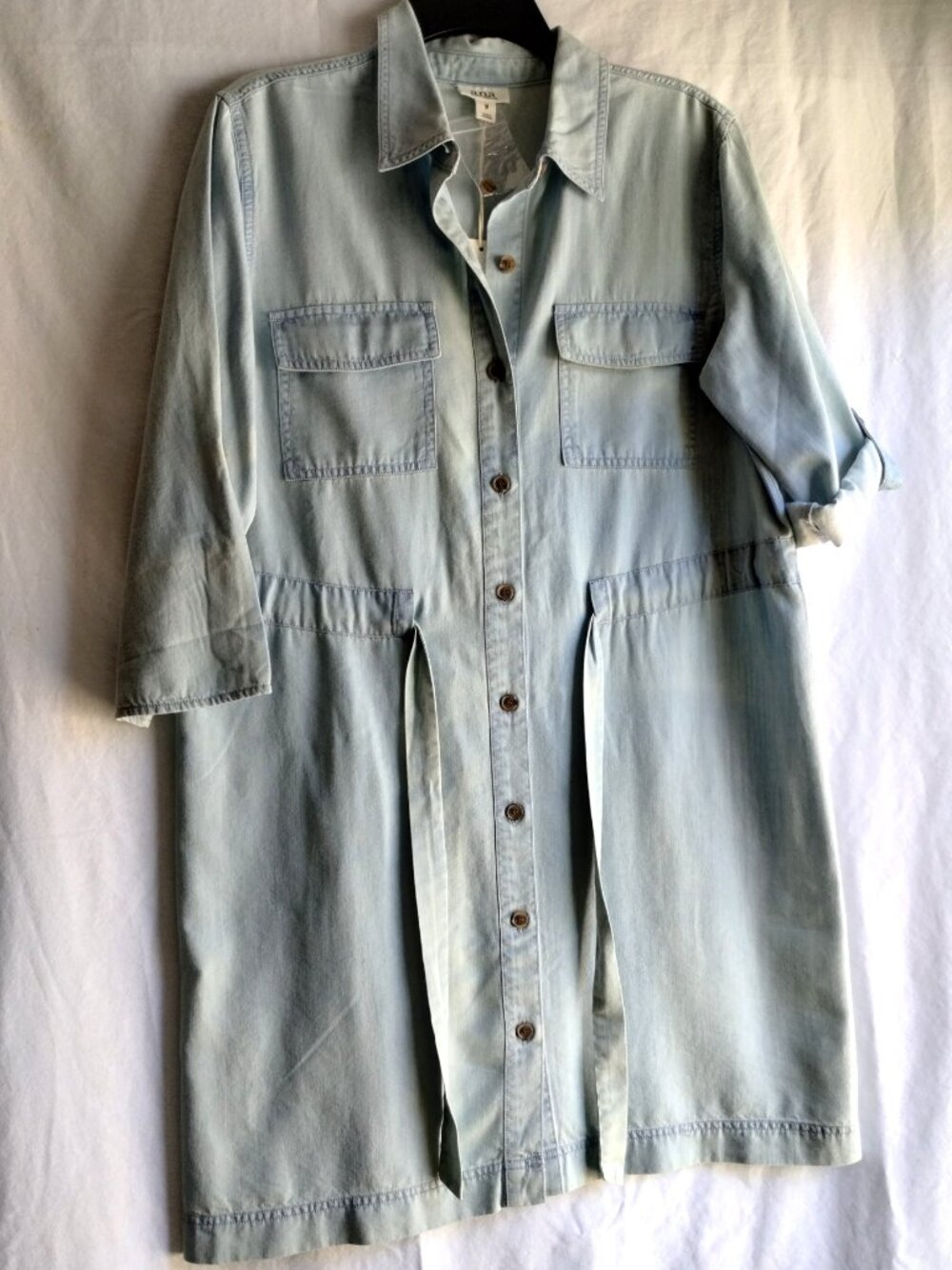 a.n.a. Light Wash 3/4 Sleeve Belted Button Up "Denim" Shirtdress Sz MEDIUM - NWT